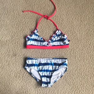 Red white & blue halter style bikini, size 6/6x